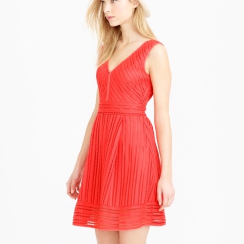 NWT - J. Crew Factory Red Striped Eyelet Dress - Size 2